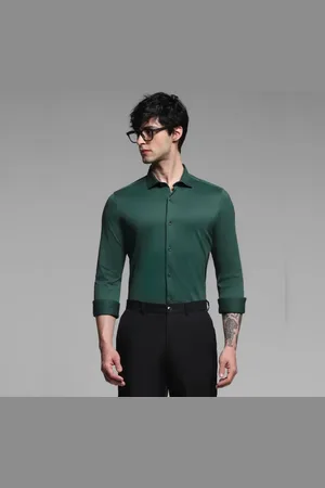 JACK & JONES Dark Green Knitted Full Sleeves Shirt