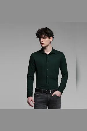 JACK & JONES Green Knitted Full Sleeves Shirt