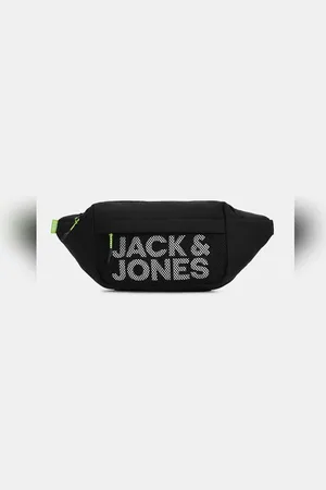 JACK & JONES Black Mesh Logo Print Bumbag