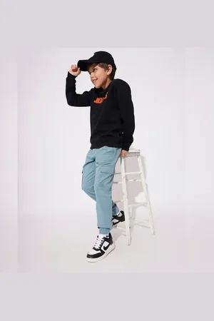 JACK & JONES Boys Blue Mid Rise Casual Pants