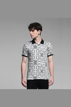 JACK & JONES White Jacquard Printed Polo