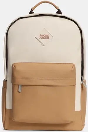 JACK & JONES Beige Colourblocked Backpack