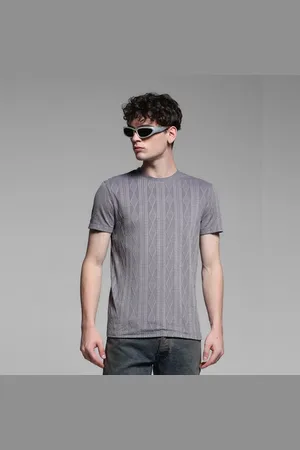 JACK & JONES Grey Jacquard Crew Neck T-shirt