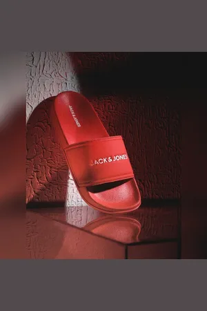 JACK & JONES Red Logo Print Pool Sliders