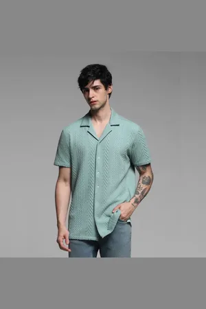 JACK & JONES Green Textured Short Sleeves Shirt