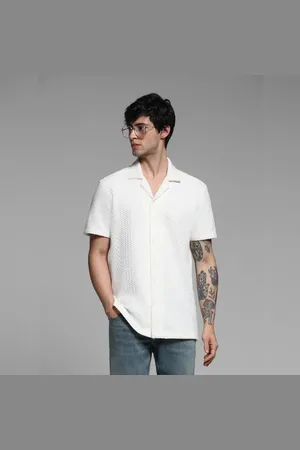 JACK & JONES White Textured Short Sleeves Shirt