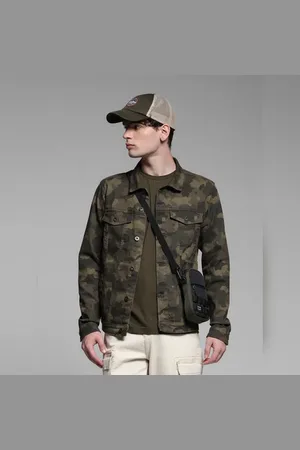 JACK & JONES Olive Green Camo Print Jacket