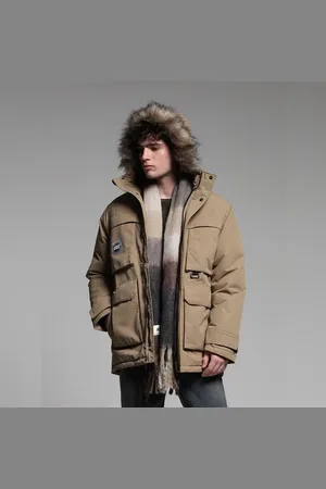 JACK & JONES BEIGE FUR PARKA JACKET
