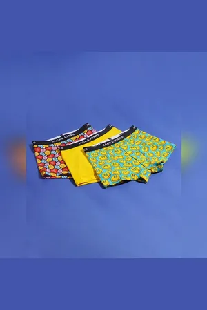 JACK & JONES BOYS Pack Of 3 Smiley Print Trunks