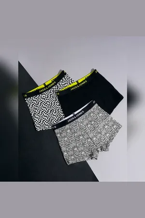 JACK & JONES BOYS Pack Of 3 Black Printed Trunks