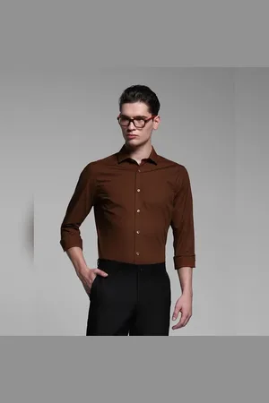 JACK & JONES Dark Brown Poplin Full Sleeves Shirt