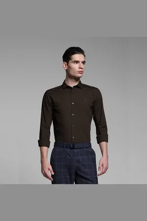 JACK & JONES Chocolate Brown Poplin Full Sleeves Shirt