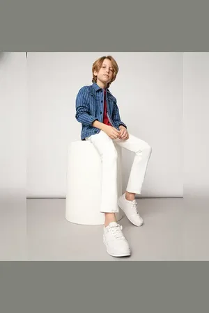 JACK & JONES Boys White Mid Rise Regular Fit Jeans