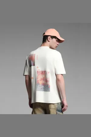 JACK & JONES Beige Cotton Printed Oversized T-shirt