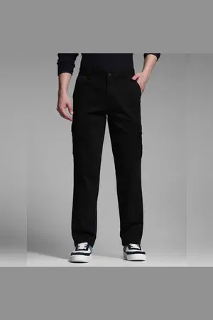 JACK & JONES Black Mid Rise Regular Fit Cargos