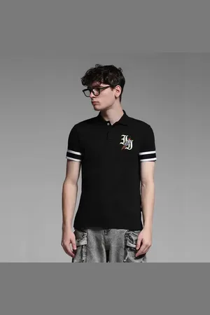JACK & JONES Black Dice Print Polo