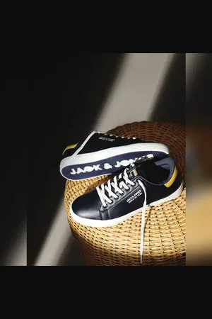 JACK & JONES Navy Blue PU Casual Sneakers