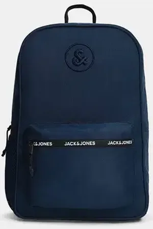 JACK & JONES Navy Blue Logo Print Backpack