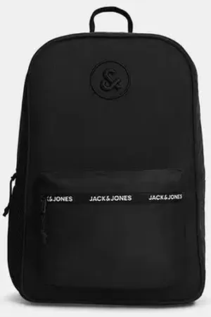 JACK & JONES Black Logo Print Backpack