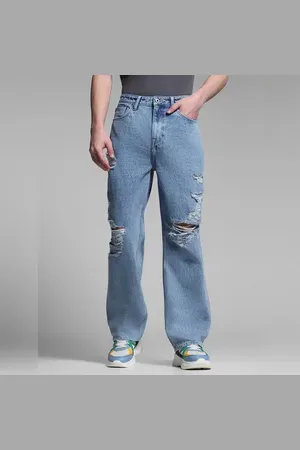 JACK & JONES Light Blue Heavily Distressed Dario Loose Fit Jeans