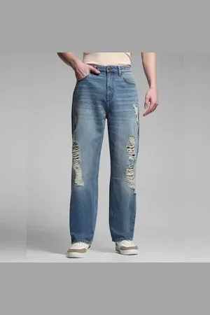 JACK & JONES Blue Heavily Distressed Dario Loose Fit Jeans