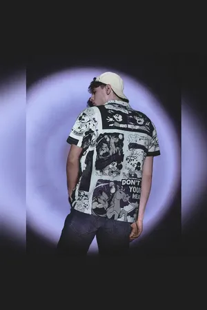JACK & JONES White Mickey Comic Strip Print Shirt