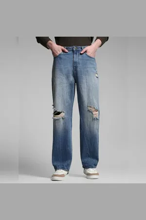 JACK & JONES Blue Heavily Distressed Dario Loose Fit Jeans