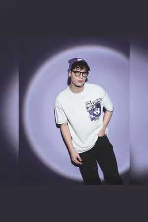 JACK & JONES White Mickey Print Oversized T-shirt