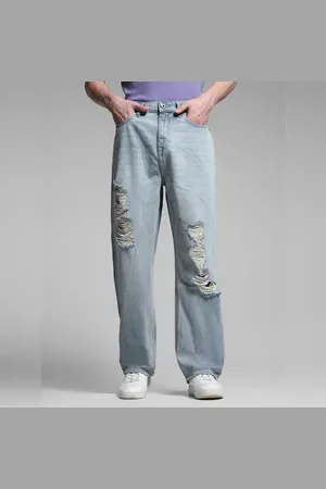 JACK & JONES Light Blue Heavily Distressed Dario Loose Fit Jeans