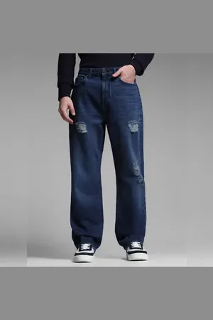 JACK & JONES Dark Blue Distressed Dario Loose Fit Jeans