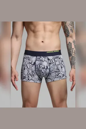 JACK & JONES Navy Blue Typographic Logo Print Trunks