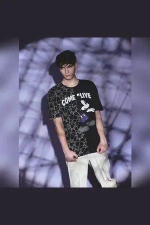 JACK & JONES Black Mickey Printed Oversized T-shirt