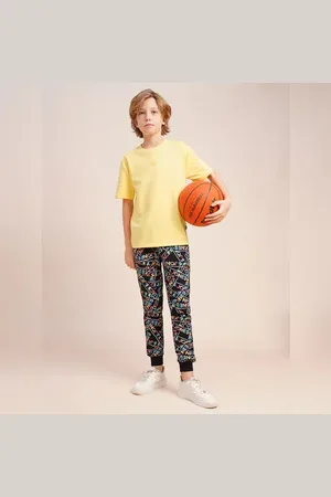 JACK & JONES Boys Yellow Logo Print Oversized T-shirt