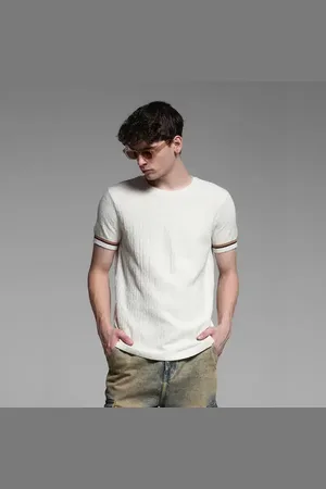 JACK & JONES White Knitted Crew Neck Pullover
