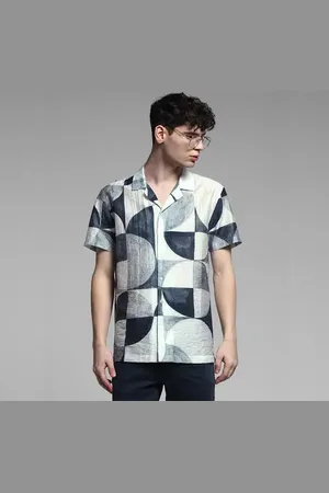 JACK & JONES Grey Printed Viscose Blend Shirt