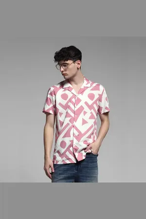 JACK & JONES White Printed Viscose Blend Shirt