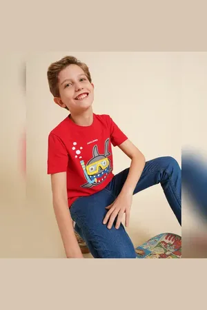 JACK & JONES Boys Red Interactive Graphic Print T-shirt