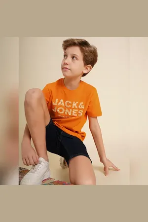 JACK & JONES Boys Orange Logo Print T-shirt