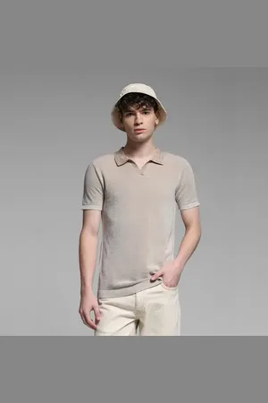 JACK & JONES Beige Flat Knit Cotton Polo