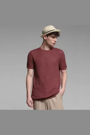 JACK & JONES Brown Knitted Cotton T-shirt