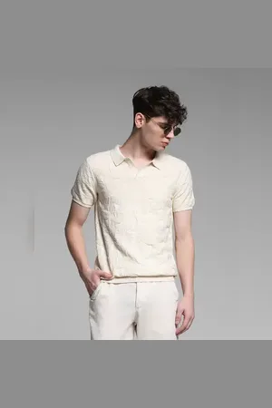 JACK & JONES Brown Jacquard Knit Cotton Polo