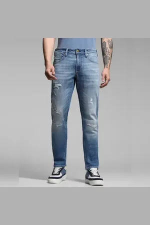 JACK & JONES Light Blue Low Rise Glenn Distressed Jeans