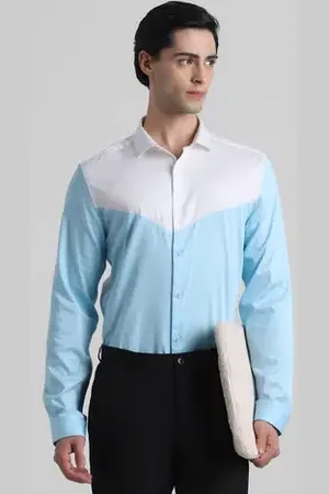 JACK & JONES Blue & White Colourblocked Shirt