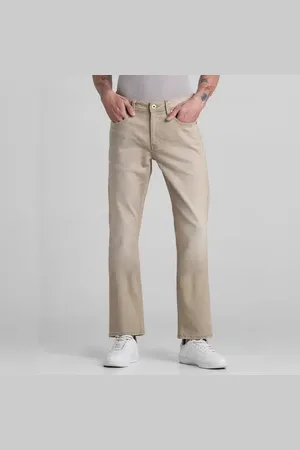 JACK & JONES Beige Mid Rise Clark Regular Fit Jeans