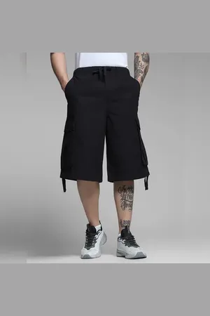 JACK & JONES Black Mid Rise Cargo Jogger Shorts