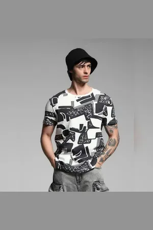JACK & JONES White Printed Cotton T-shirt
