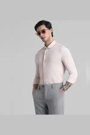 JACK & JONES Light Pink Knitted Full Sleeves Shirt