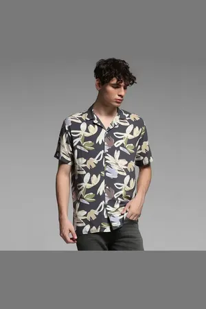 JACK & JONES Grey Floral Print Viscose Shirt