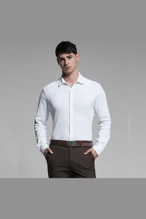 JACK & JONES White Knitted Slim Fit Shirt