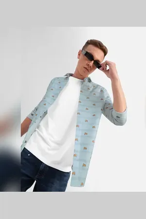 JACK & JONES Blue Printed Full Sleeves Shirt